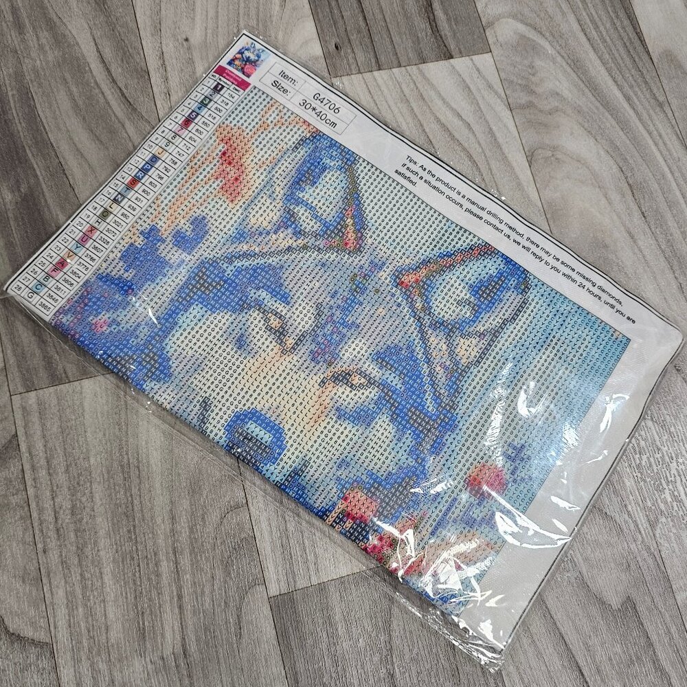 Diamond Painting Art Kit Wolf and Flowers, 30x40 cm or 12x16 inch